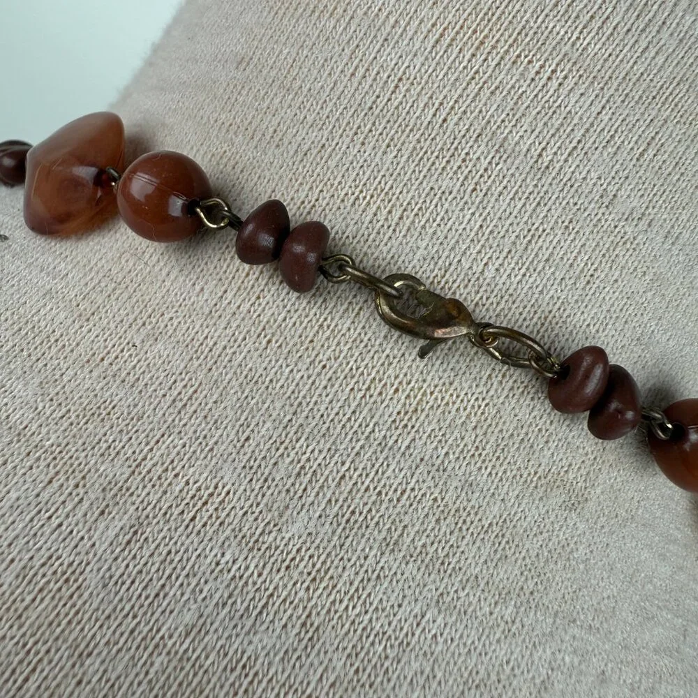 Brown Plastic Link Necklace 29